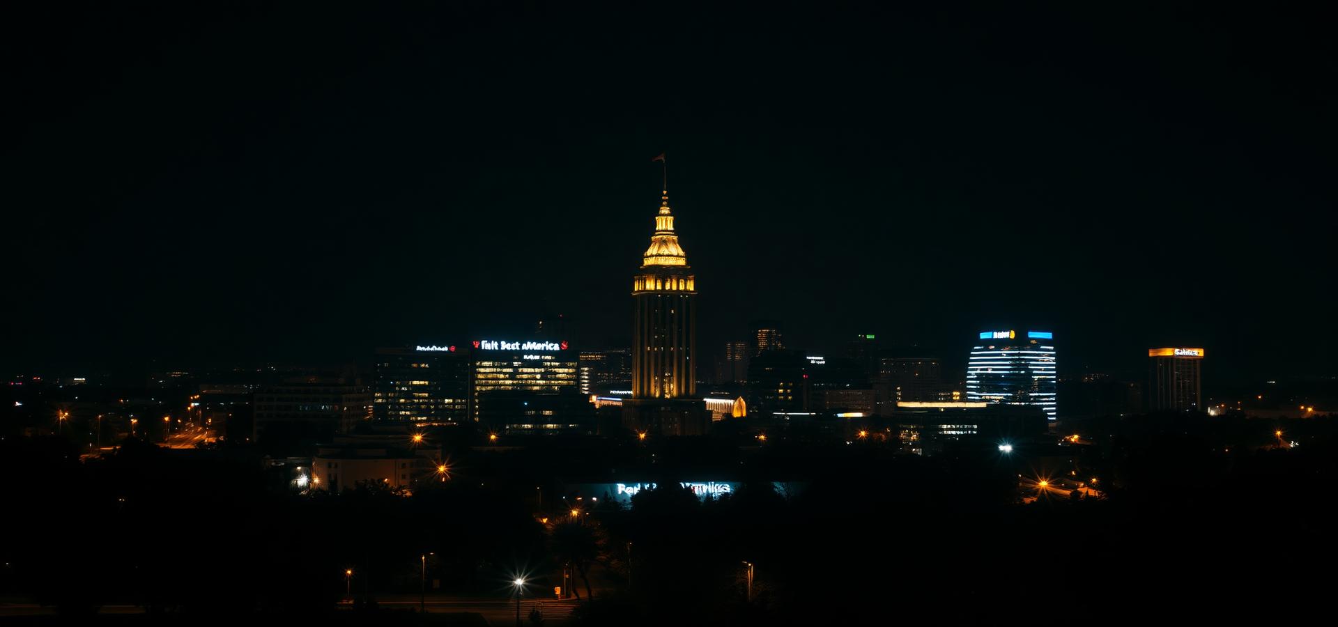 San Antonio skyline at night with the Tower of the Americas